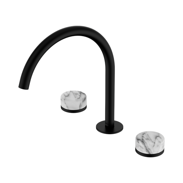 Nero Serenity Bath/Kitchen Set Arc Spout With Arabescato Corchia Handle Matte Black