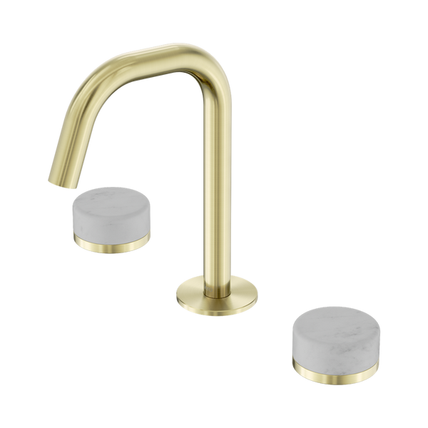 Nero Serenity Basin Set Edge Spout With Carrara Handle Brushed Gold