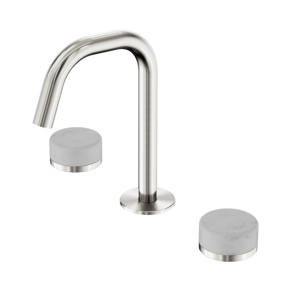 Nero Serenity Basin Set Edge Spout With Carrara Handle Brushed Nickel