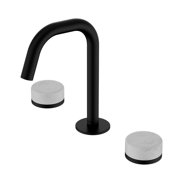 Nero Serenity Basin Set Edge Spout With Carrara Handle Matte Black