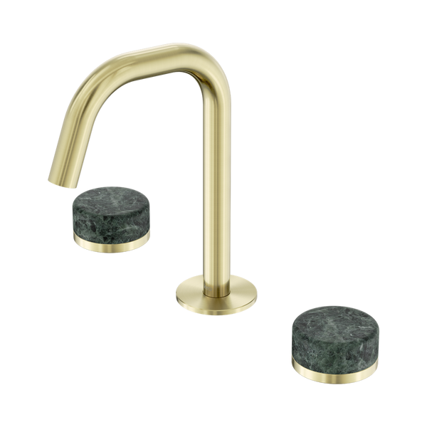 Nero Serenity Basin Set Edge Spout With Verde Alpi Handle Brushed Gold