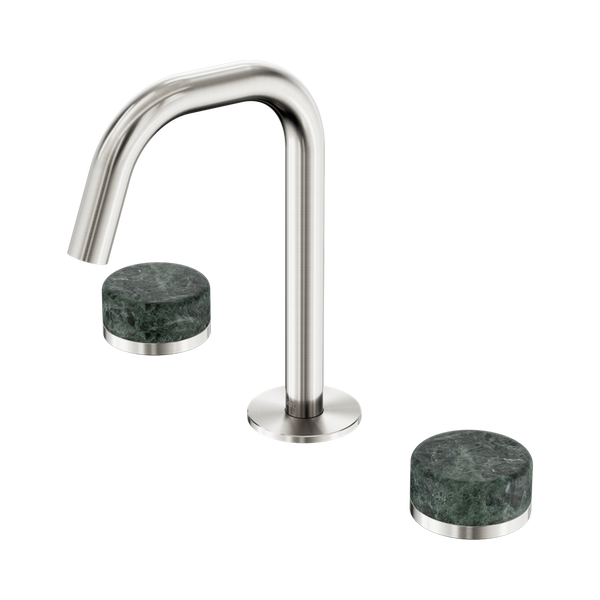 Nero Serenity Basin Set Edge Spout With Verde Alpi Handle Brushed Nickel