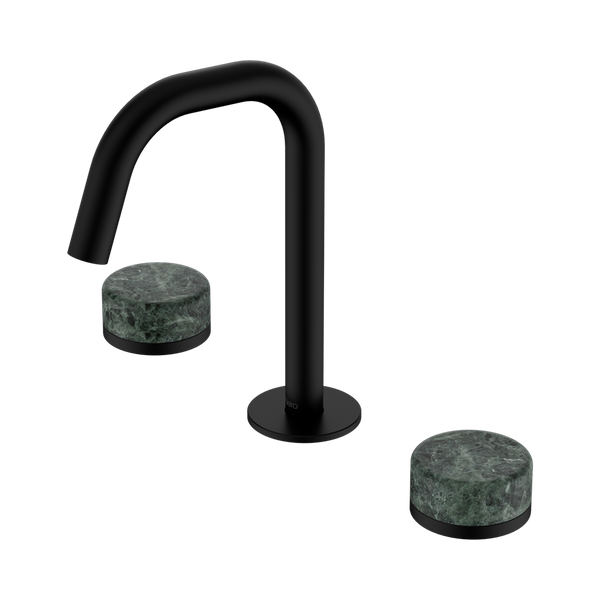 Nero Serenity Basin Set Edge Spout With Verde Alpi Handle Matte Black