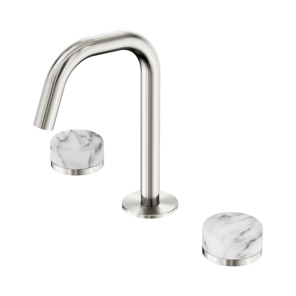 Nero Serenity Basin Set Edge Spout With Arabescato Corchia Handle Brushed Nickel