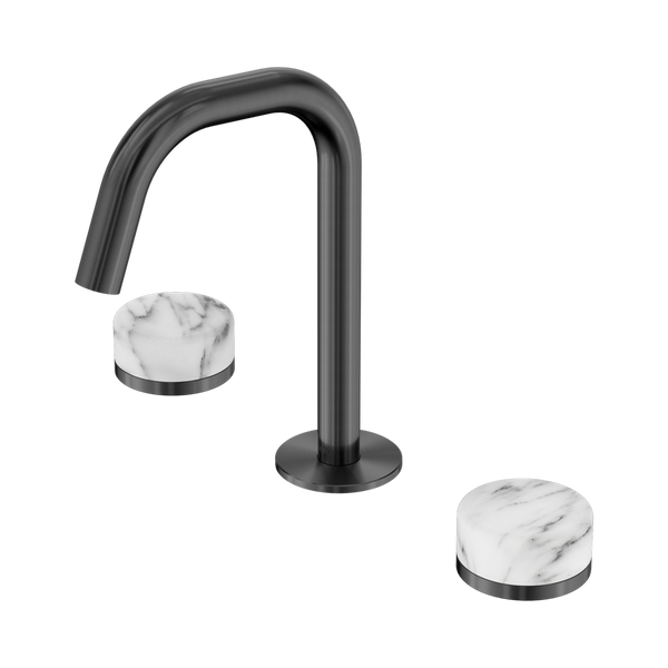 Nero Serenity Basin Set Edge Spout With Arabescato Corchia Handle Gunmetal