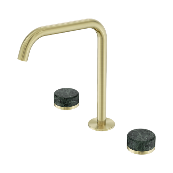 Nero Serenity Bath/Kitchen Set Edge Spout With Verde Alpi Handle Brushed Gold