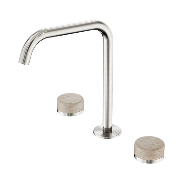 Nero Serenity Bath/Kitchen Set Edge Spout With Rome Travertine Handle Brushed Nickel