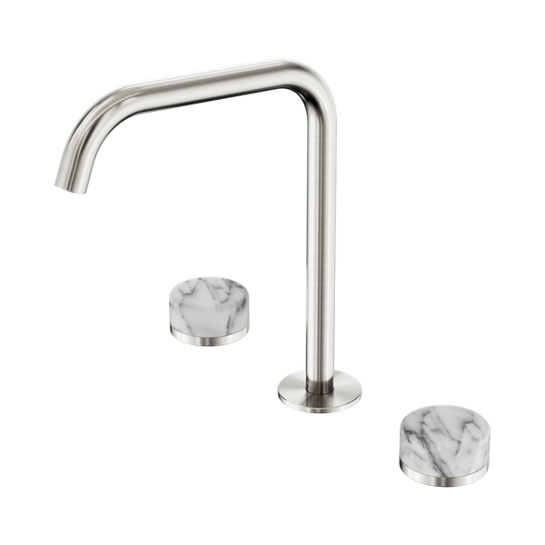 Nero Serenity Bath/Kitchen Set Edge Spout With Arabescato Corchia Handle Brushed Nickel