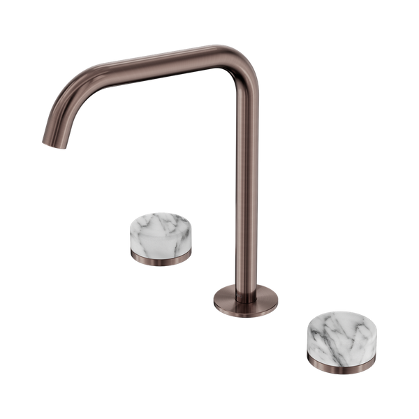 Nero Serenity Bath/Kitchen Set Edge Spout With Arabescato Corchia Handle Brushed Bronze