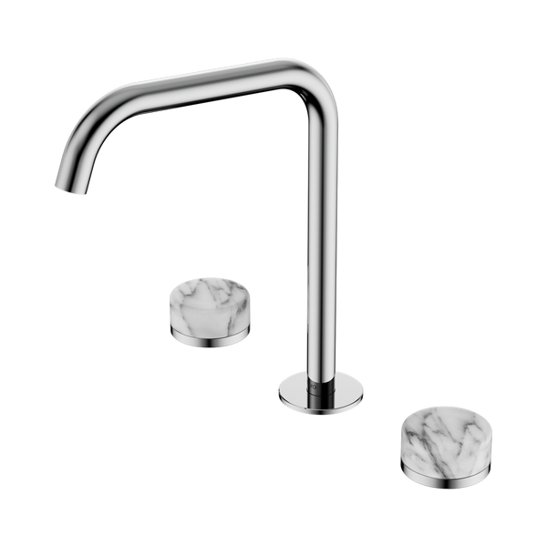 Nero Serenity Bath/Kitchen Set Edge Spout With Arabescato Corchia Handle Chrome