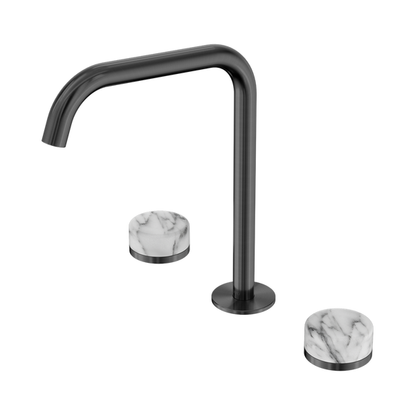 Nero Serenity Bath/Kitchen Set Edge Spout With Arabescato Corchia Handle Gunmetal