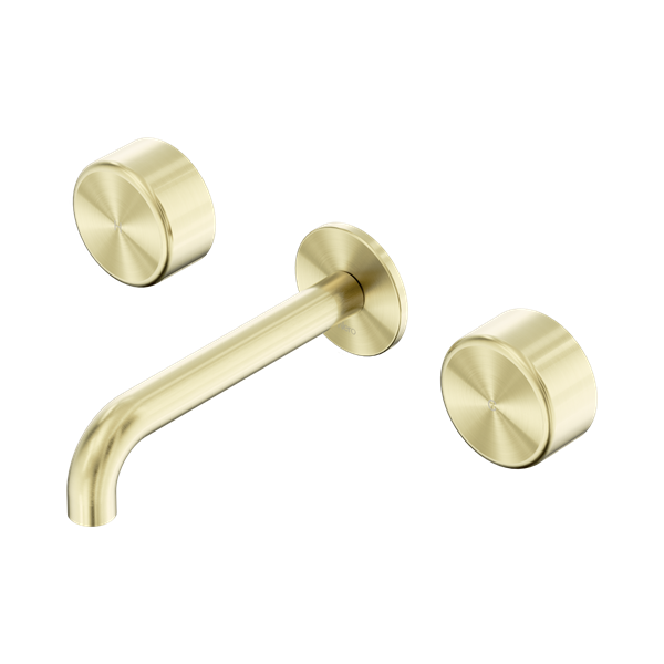 Serenity Wall Basin Set 220mm Spout with Metal Handle Brushed Gold