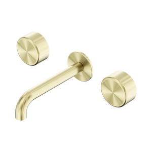 Serenity Wall Basin Set 220mm Spout with Metal Handle Brushed Gold