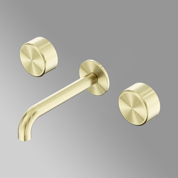 Serenity Wall Basin Set 220mm Spout with Metal Handle Brushed Gold
