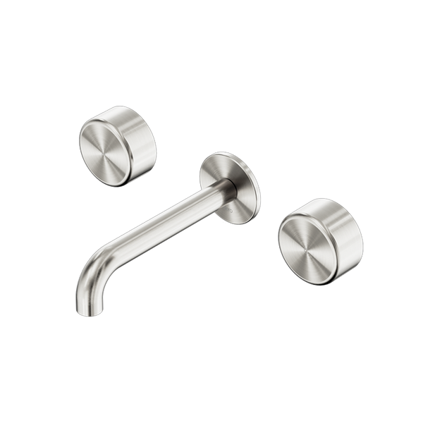 Nero Serenity Wall Basin Set 220mm Spout with Metal Handle Brushed Nickel