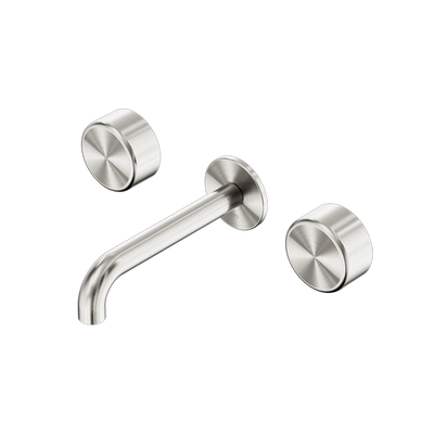 Serenity Wall Basin Set 220mm Spout with Metal Handle Brushed Nickel