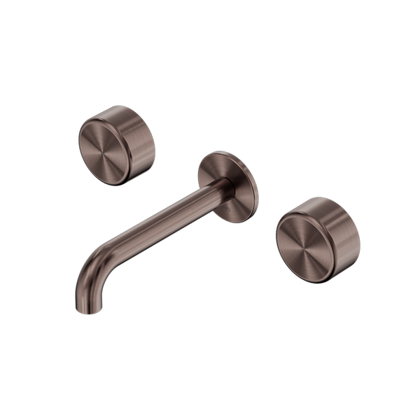 Nero Serenity Wall Basin Set 220mm Spout with Metal Handle Brushed Bronze
