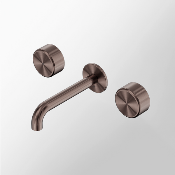 Nero Serenity Wall Basin Set 220mm Spout with Metal Handle Brushed Bronze