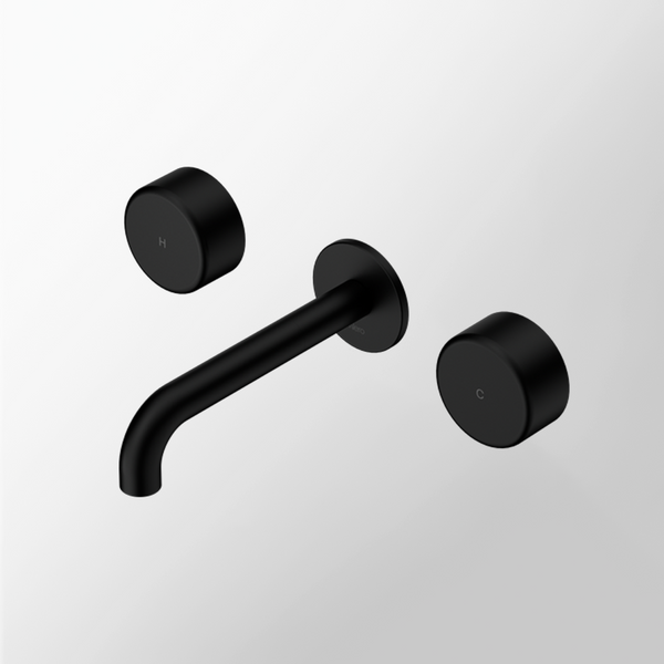 Nero Serenity Wall Basin Set 220mm Spout with Metal Handle Matte Black