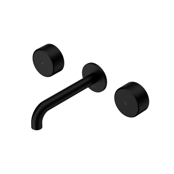 Nero Serenity Wall Basin Set 220mm Spout with Metal Handle Matte Black