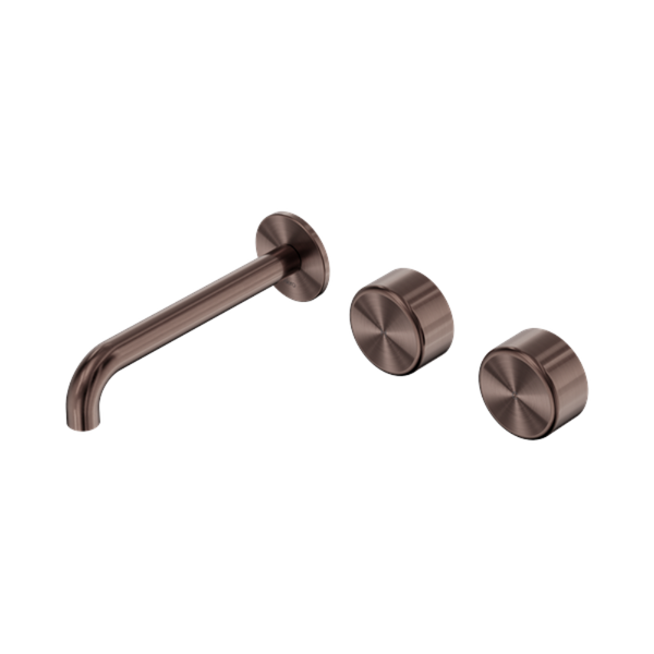 Nero Serenity Wall Basin Set 185mm Offset Spout with Metal Handle Brushed Bronze