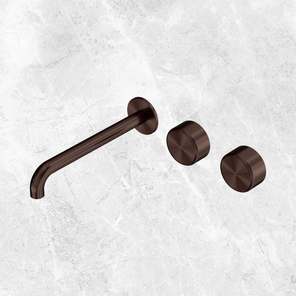 Nero Serenity Wall Basin Set 220mm Offset Spout with Metal Handle (Complete Kit) Rome Bronze
