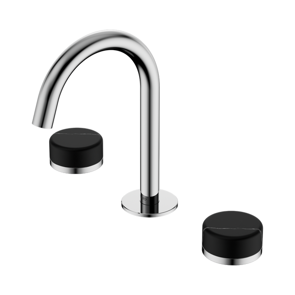 Nero Serenity Basin Set Arc Spout With Marquina Black Handle Chrome