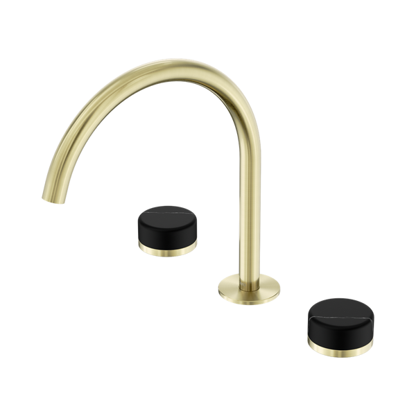 Nero Serenity Bath/Kitchen Set Arc Spout With Marquina Black Handle Brushed Gold