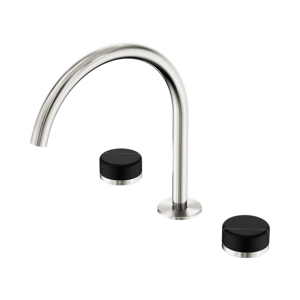 Nero Serenity Bath/Kitchen Set Arc Spout With Marquina Black Handle Brushed Nickel