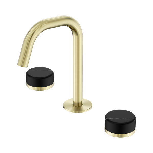 Nero Serenity Basin Set Edge Spout With Marquina Black Handle Brushed Gold