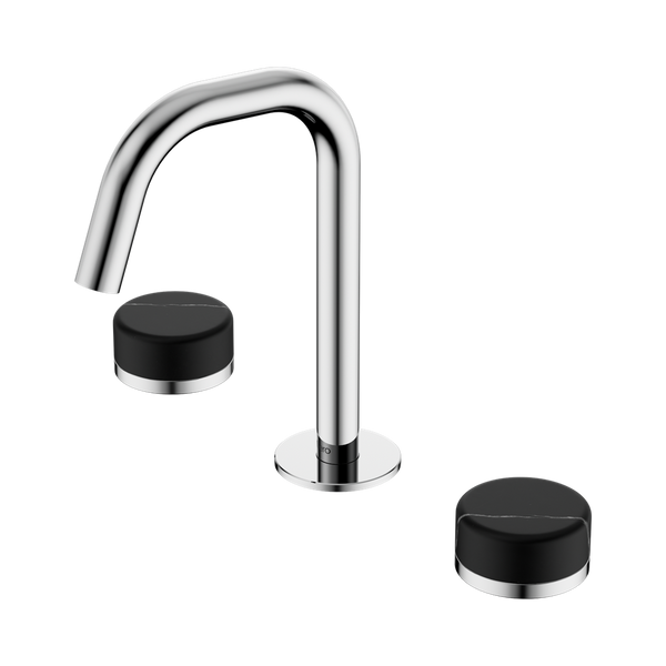 Nero Serenity Basin Set Edge Spout With Marquina Black Handle Chrome