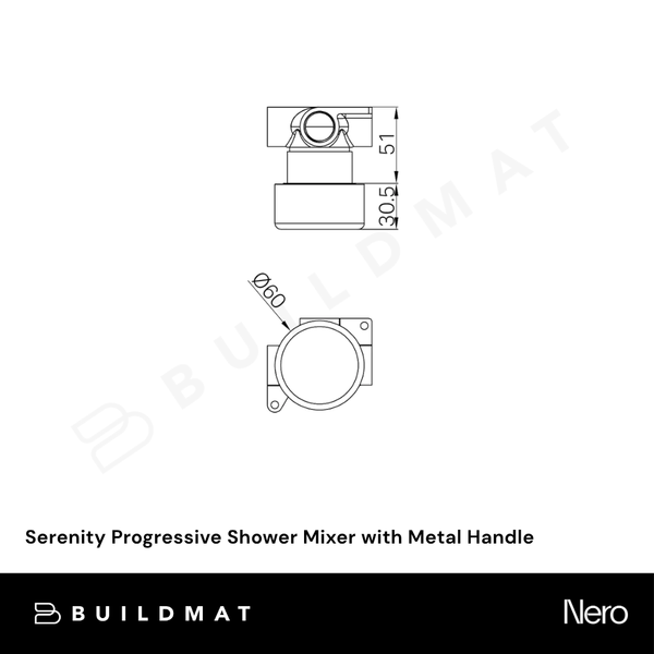 Nero Serenity Progressive Shower Mixer with Metal Handle (Complete Kit) Tumbled Antique Brass