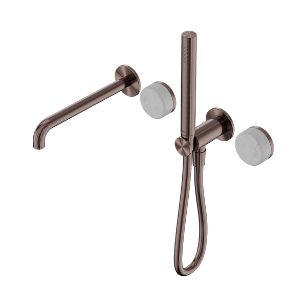 Nero Serenity Progressive Shower System With Spout With Carrara Handle And Slim Shower Brushed Bronze