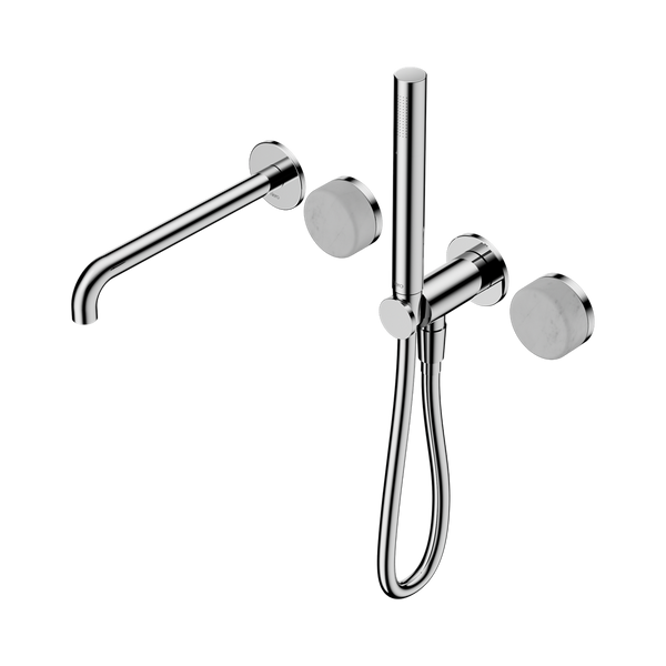 Nero Serenity Progressive Shower System With Spout With Carrara Handle And Slim Shower Chrome