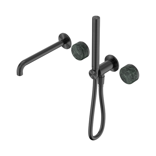 Nero Serenity Progressive Shower System With Spout With Verde Alpi Handle And Slim Shower Gunmetal