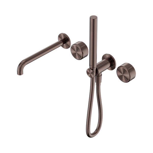 Nero Serenity Progressive Shower System With Spout With Metal Handle And Slim Shower Brushed Bronze