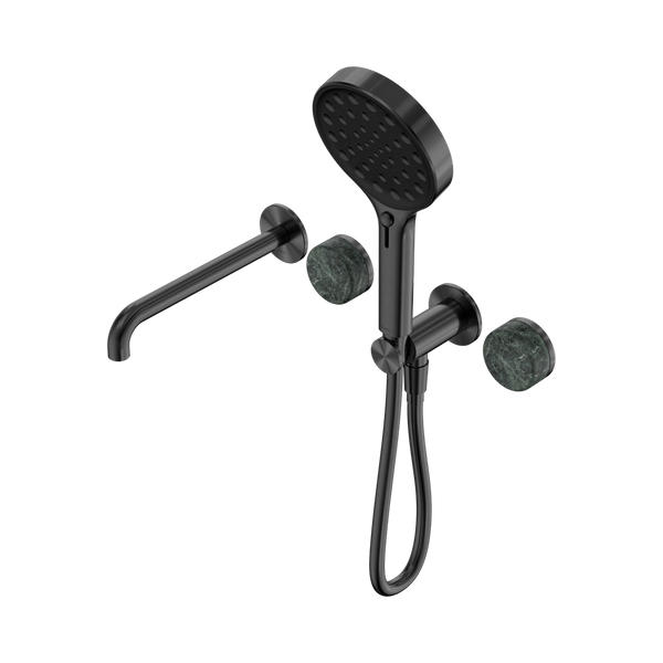 Nero Serenity Progressive Shower System With Spout With Verde Alpi Handle And Serenity Hand Shower Gunmetal