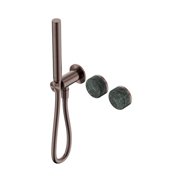 Nero Serenity Progressive Shower System With Verde Alpi Handle And Slim Shower Brushed Bronze