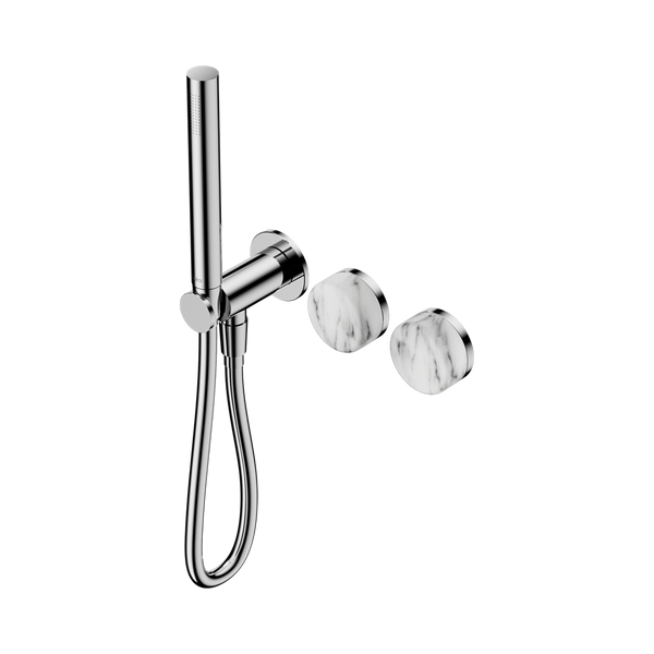 Nero Serenity Progressive Shower System With Arabescato Corchia Handle And Slim Shower Chrome
