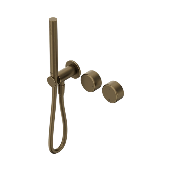 Nero Serenity Progressive Shower System with Metal Handle and Slim Shower (Complete Kit) Tumbled Antique Brass