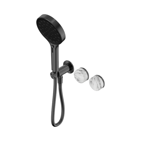 Nero Serenity Progressive Shower System With Arabescato Corchia Handle And Serenity Hand Shower Gunmetal