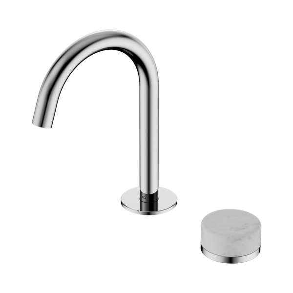 Nero Serenity Progressive Basin Mixer Arc Spout With Carrara Handle Chrome