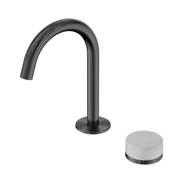 Nero Serenity Progressive Basin Mixer Arc Spout With Carrara Handle Gunmetal