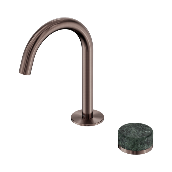 Nero Serenity Progressive Basin Mixer Arc Spout With Verde Alpi Handle Brushed Bronze