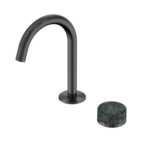 Nero Serenity Progressive Basin Mixer Arc Spout With Verde Alpi Handle Gunmetal