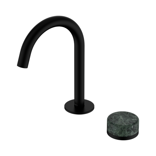 Nero Serenity Progressive Basin Mixer Arc Spout With Verde Alpi Handle Matte Black