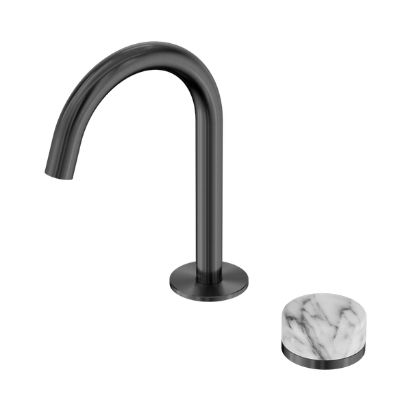 Nero Serenity Progressive Basin Mixer Arc Spout With Arabescato Corchia Handle Gunmetal