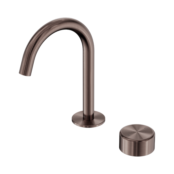 Nero Serenity Progressive Basin Mixer Arc Spout With Metal Handle Brushed Bronze