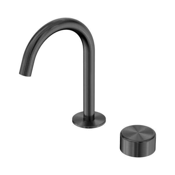 Nero Serenity Progressive Basin Mixer Arc Spout With Metal Handle Gunmetal