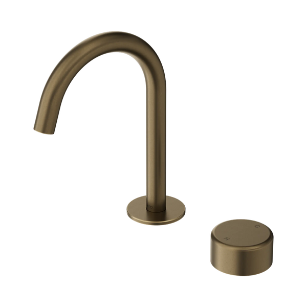 Nero Serenity Progressive Basin Mixer Arc Spout with Metal Handle Tumbled Antique Brass